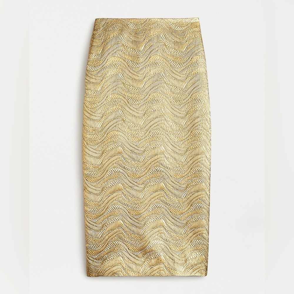 J.Crew - Collection pencil skirt in metallic leaf jacquard - Gold